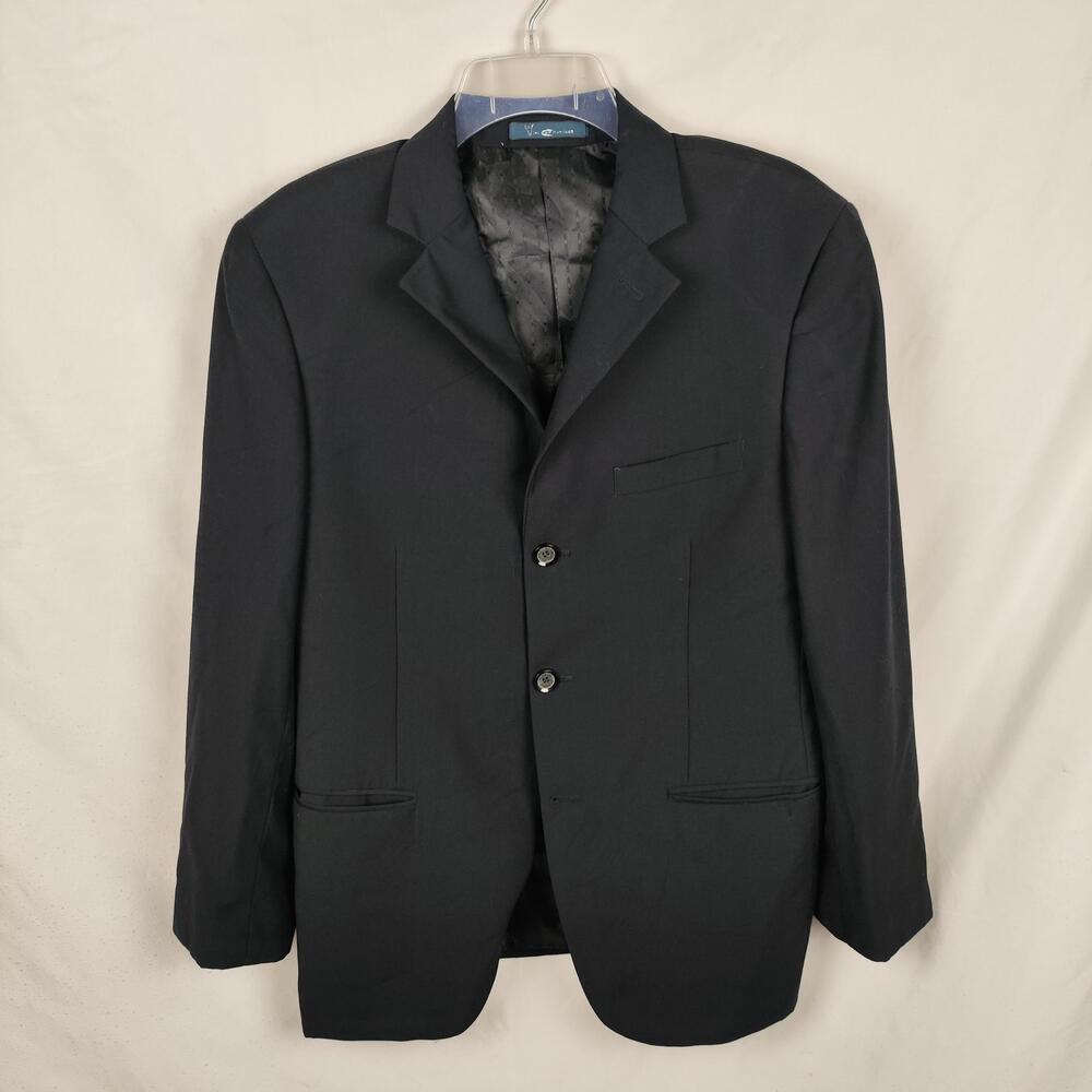 Le Vieux Commandant Suit Jacket Mens 40 Regular Black Wool Viscose 2 Button